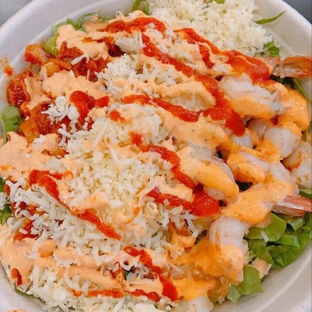 Kimchi Rice Bowl with Shrimp.